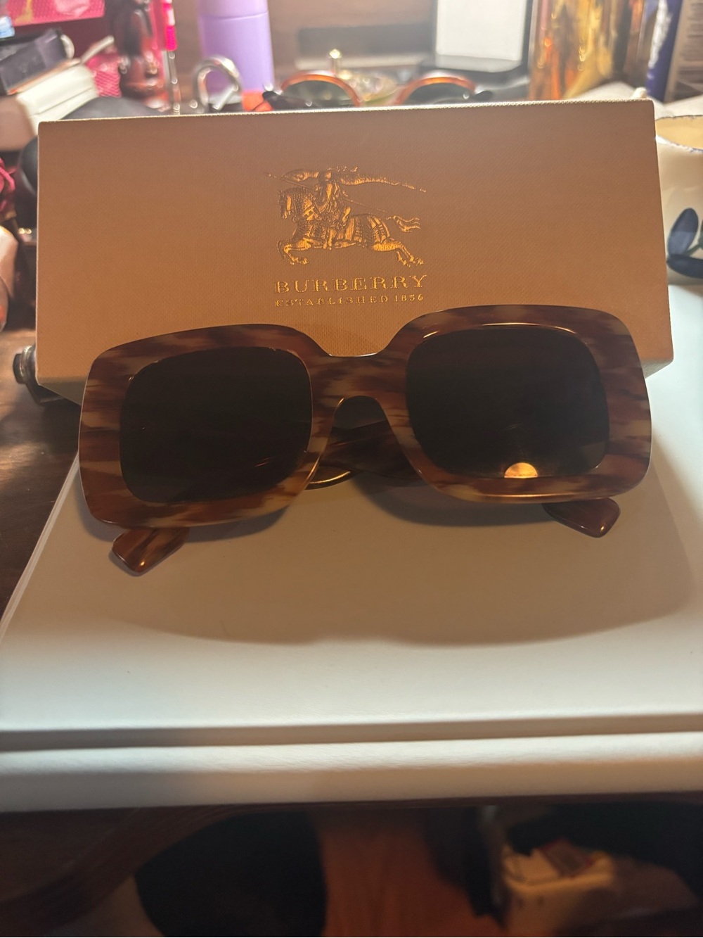 Burberry Tortoiseshell Square Sunglasses - Brown/Amber